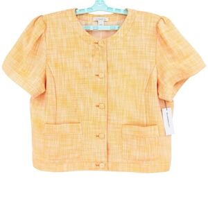 Liz Claiborne Women's Tweed Blazer Size 6 Marigold Full Lined Short Sleeve NWT